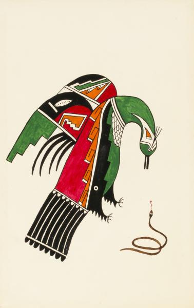378x600 Bird With Black Snake Smithsonian American Art Museum - Watercolor Snake