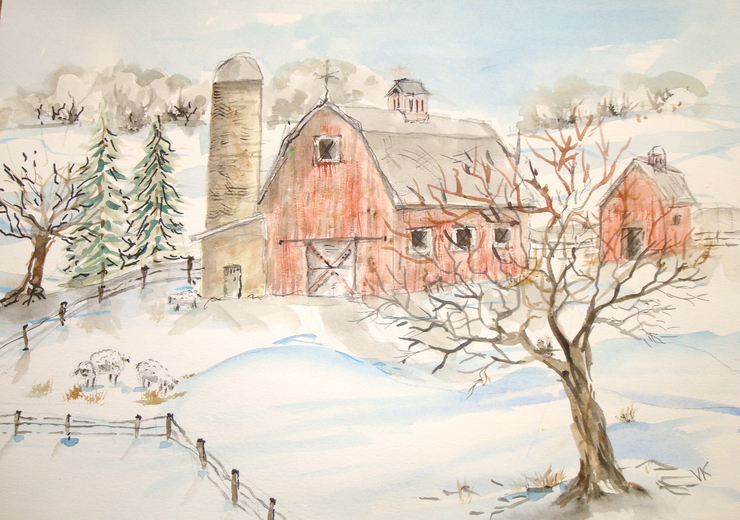 2432x1710 How To Paint A Snowy Barn In Watercolor (With Pictures) - Watercolor Snow