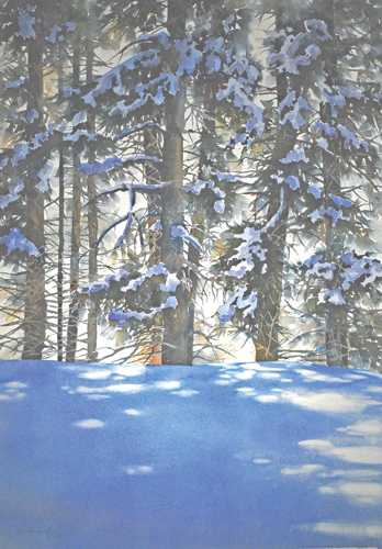 348x500 Watercolor Winter Wonderland Snow Landscapes, Snow Painting - Watercolor Snow