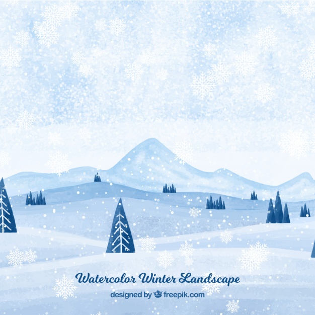 626x626 Watercolor Snow Landscape Background Vector Free Download - Watercolor Snow
