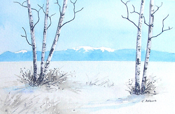 570x373 Winters Sentinels - Watercolor Snow