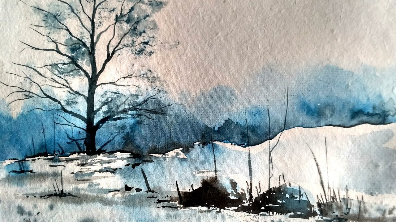 1280x720 Scenes To Paint In Watercolor Watercolor Winter Snow Scene Paint - Watercolor Snow Scene