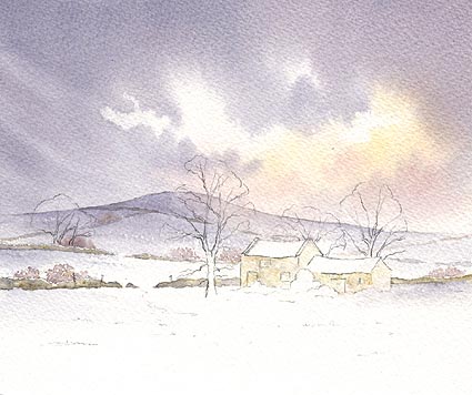 425x356 Snow Scene Demonstration In Watercolour. - Watercolor Snow Scene