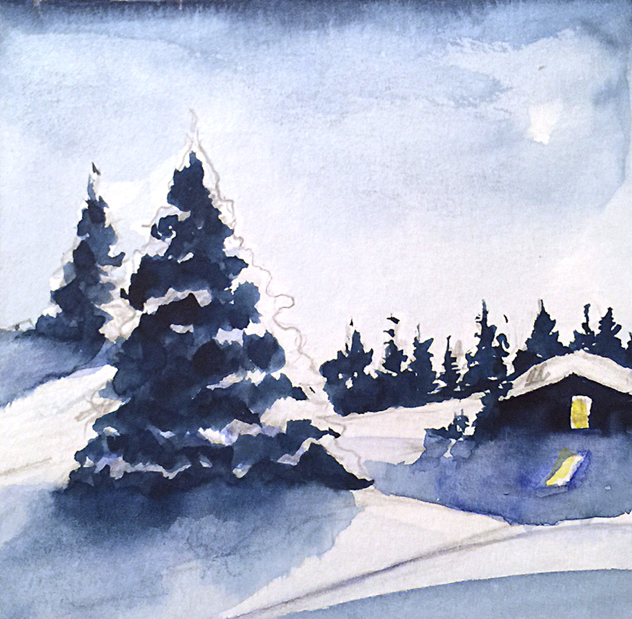 Watercolor Snow Scene at Explore collection of