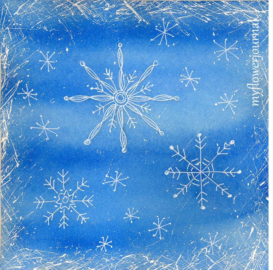 907x900 Snowflake Doodles On A Watercolor Background - Watercolor Snowflake