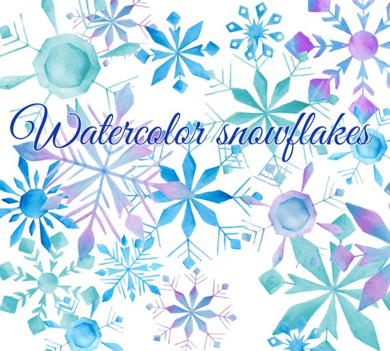 570x513 Snowflakes Clipart Winter Clipart Watercolor Snowflake Hand Etsy - Watercolor Snowflake