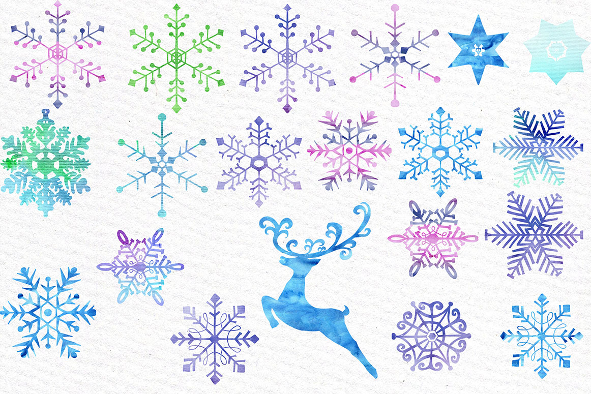 1162x775 Watercolor Snowflake Clipart By Lecoqdesign - Watercolor Snowflake