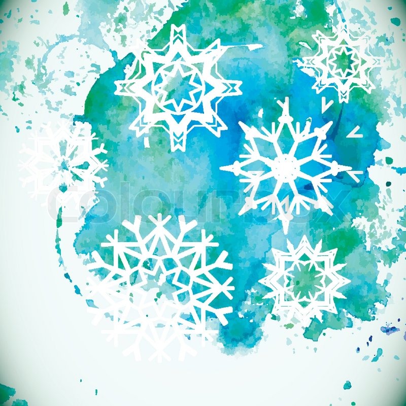800x800 Watercolor Snowflakes Background Stock Vector Colourbox - Watercolor Snowflake