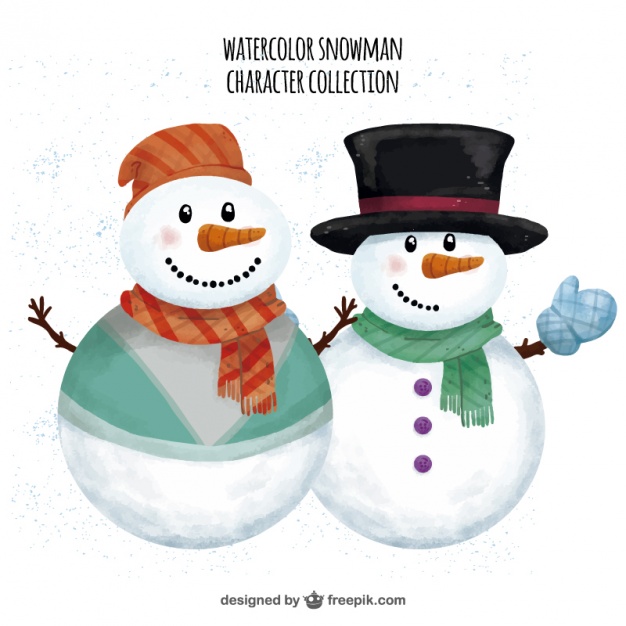 626x626 Lovely Watercolor Snowmen Vector Free Download - Watercolor Snowman