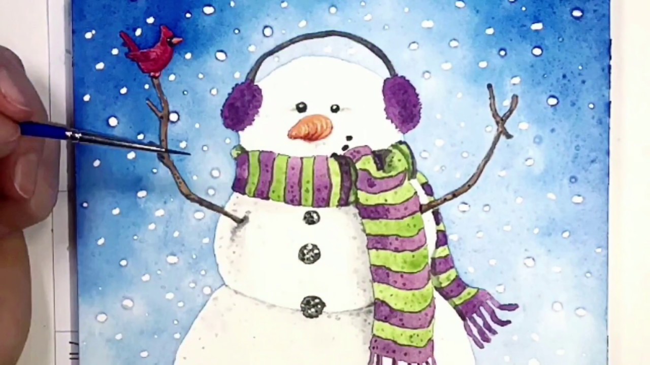 1280x720 Snowman Watercolor Painting - Watercolor Snowman