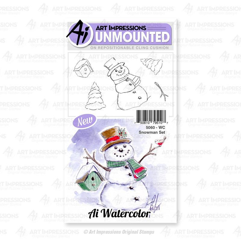800x800 Watercolor Snowman, Art Impressions Cling Stamps - Watercolor Snowman