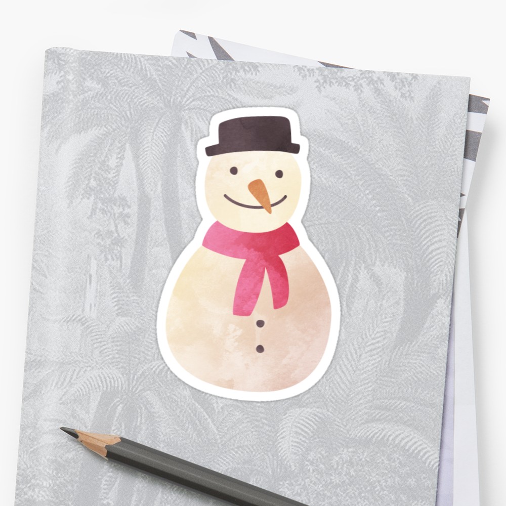 1000x1000 Watercolor Snowman, Winter Snow Art Stickers By Earthlyindigo - Watercolor Snowman