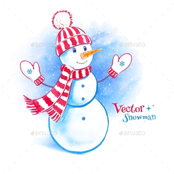 590x589 Watercolor Snowman By Sonya Illustration Graphicriver - Watercolor Snowman