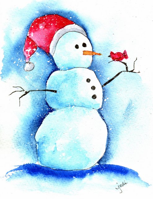 494x640 Creative Inspiration In Food, Watercolor, Photography, Writing And - Watercolor Snowman
