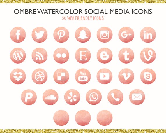 Watercolor Social Media Icons