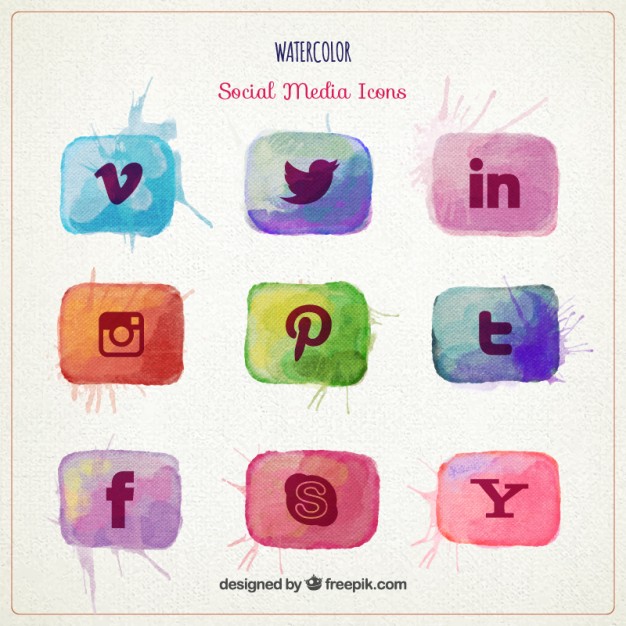 626x626 Download Vector - Watercolor Social Media Icons