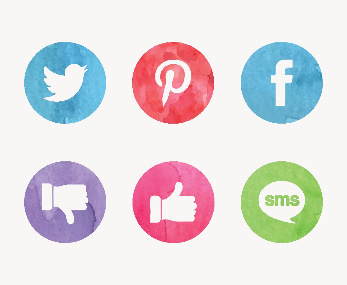1136x936 Free Watercolor Social Media Vector Icons Vector Art Amp Graphics - Watercolor Social Media Icons