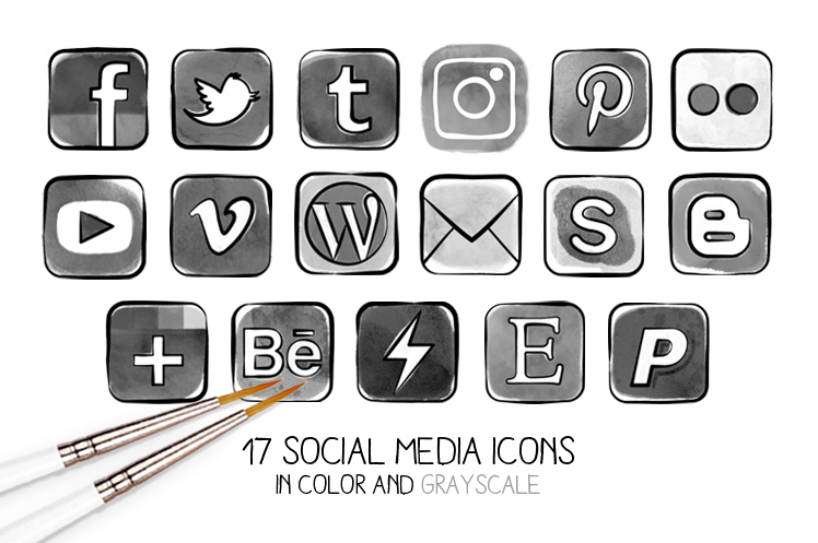 748x497 Png - Watercolor Social Media Icons