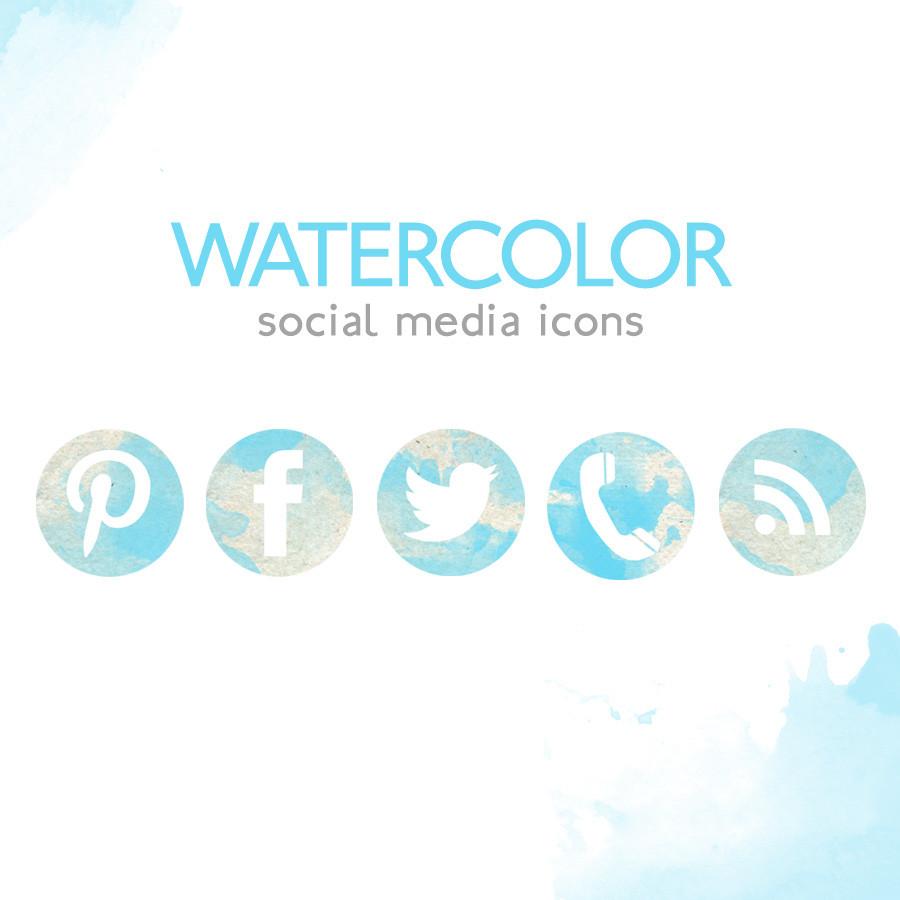 900x900 Watercolor Social Media Icon Set - Watercolor Social Media Icons