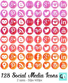 236x287 Watercolor Social Media Icons Aqua Turquoise 2 Sizes 24 - Watercolor Social Media Icons