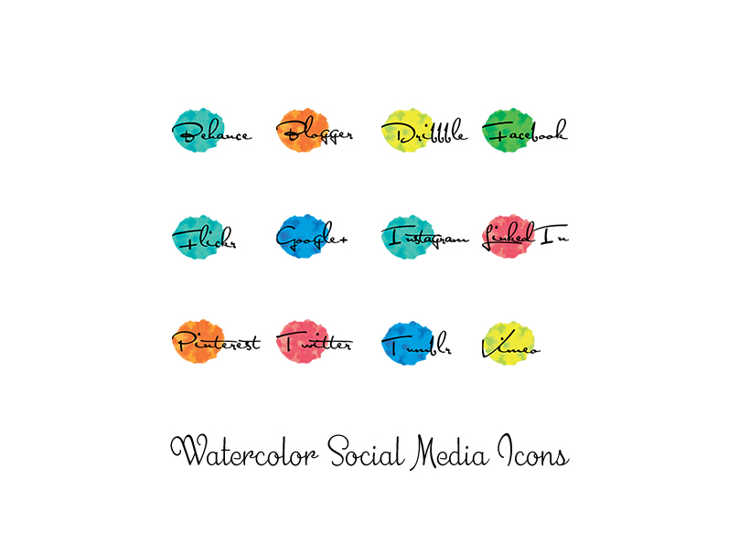 808x606 Watercolor Social Media Icons By Anjana - Watercolor Social Media Icons