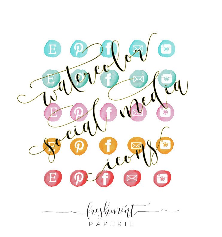 742x792 Watercolor Social Media Icons - Watercolor Social Media Icons