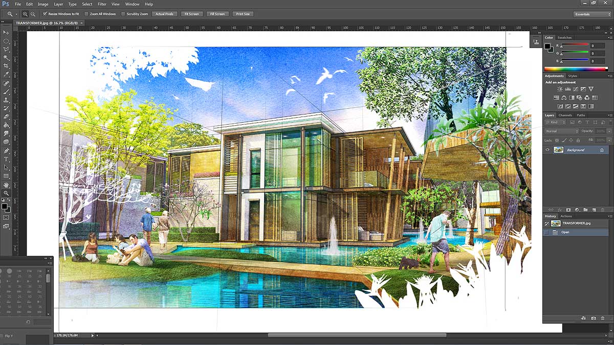 1200x675 Digital Watercolor Painted In Photoshop Sketchup 3d Rendering - Watercolor Software