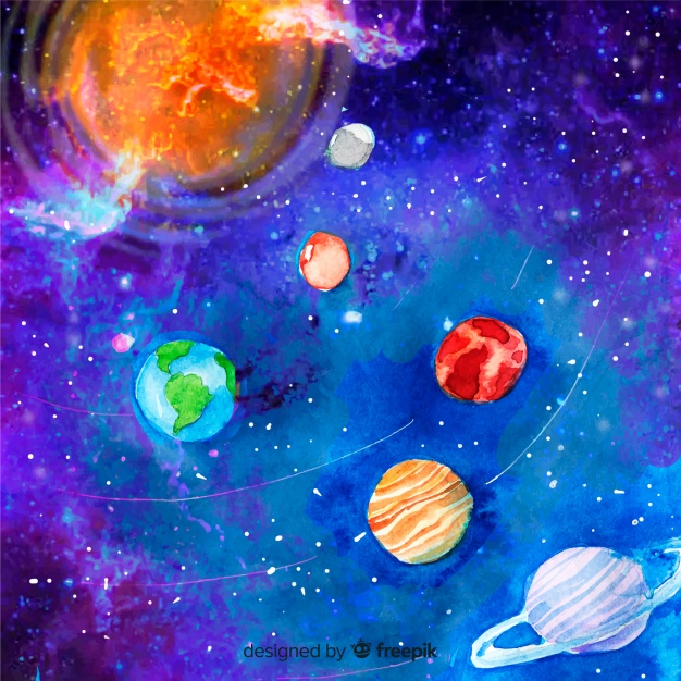 626x626 Original Watercolor Solar System Scheme Vector Free Download - Watercolor Solar System