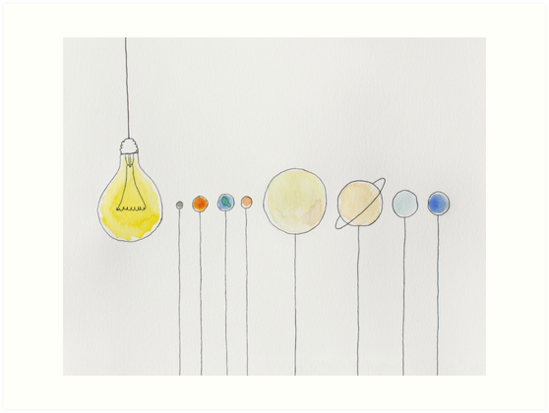 549x413 Our Solar System The Planets Abstract Concept Watercolor Art - Watercolor Solar System