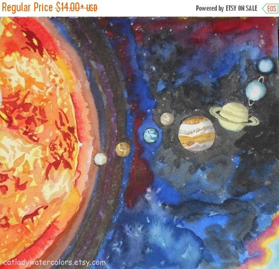 570x549 Pin By Hannah Yang On Diy Clothes Planet Pictures - Watercolor Solar System