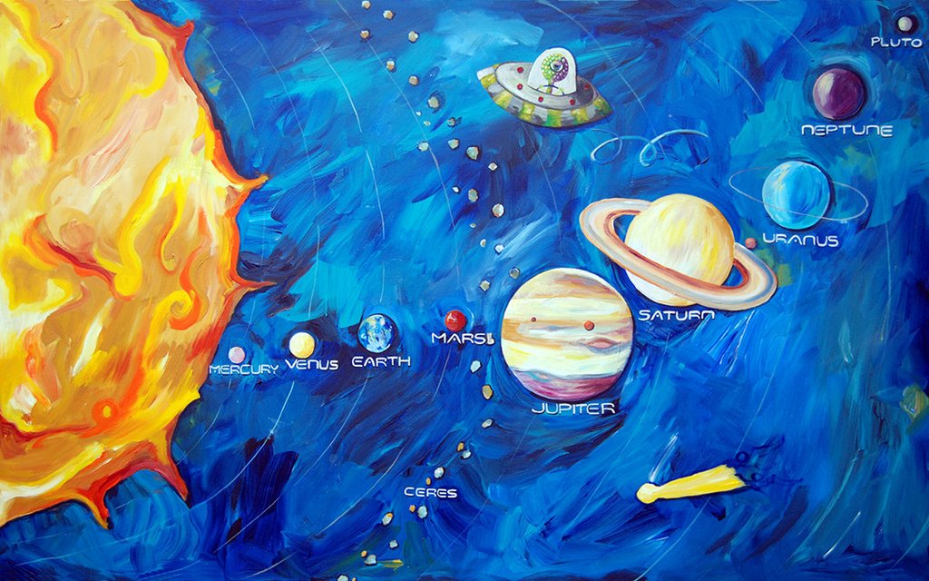 1024x640 Solar System - Watercolor Solar System