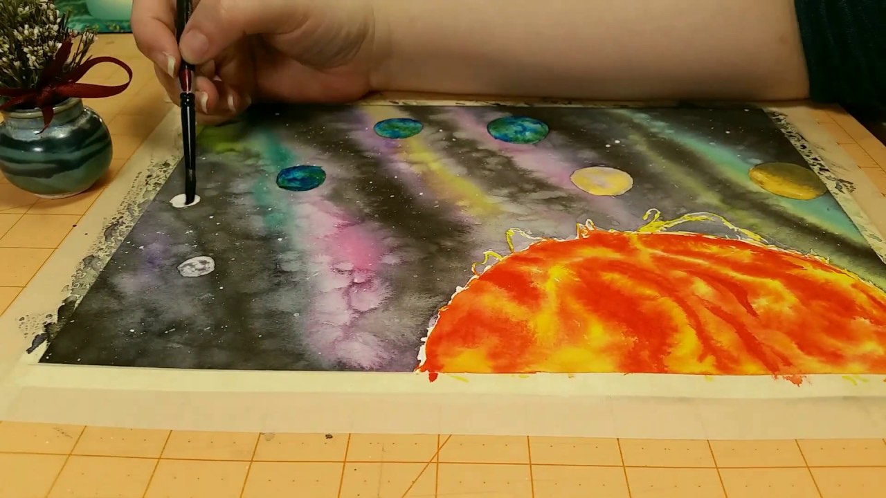 1280x720 Trappist 1 Solar System Watercolor Speedpaint - Watercolor Solar System