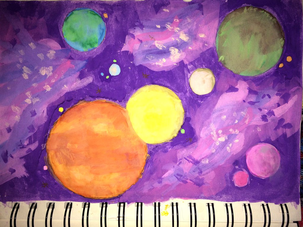 1024x768 Watercolor Solar System - Watercolor Solar System