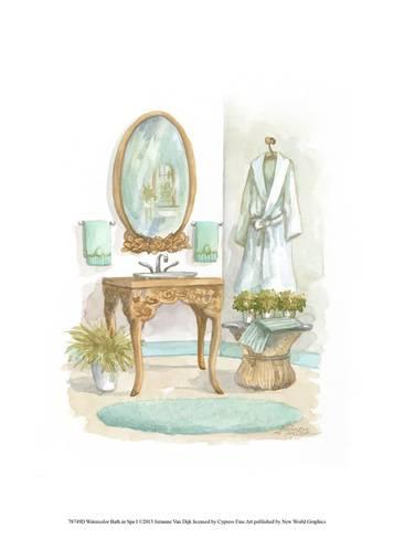 357x488 Watercolor Bath In Spa I Prints By Jerianne Van Dijk - Watercolor Spa