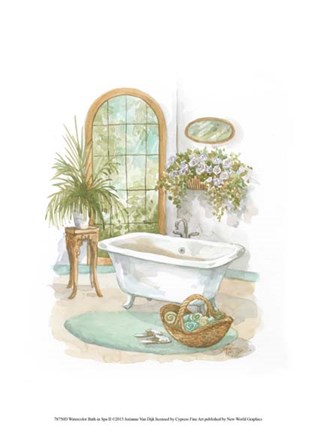 316x432 Watercolor Bath In Spa Ii Fine Art Print By Jerianne Van Dijk - Watercolor Spa