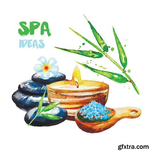 500x500 Watercolor Spa Vectors 15xeps Gfxtra - Watercolor Spa