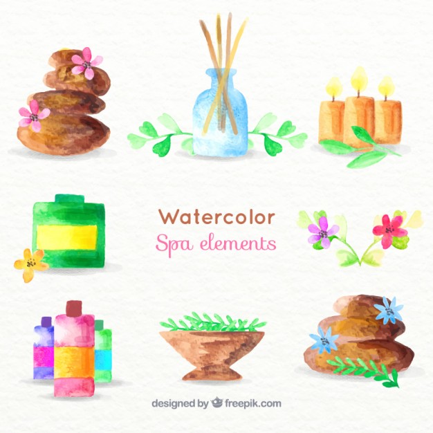 626x626 Watercolor Spa Elements Stock Images - Watercolor Spa