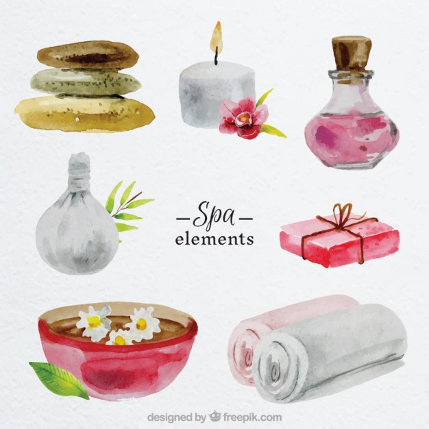 626x626 Watercolor Spa Elements Vector Free Download - Watercolor Spa