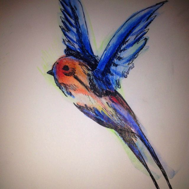 640x640 Ink And Watercolor Swallow Tattoo Design Tattoos - Watercolor Sparrow Tattoo