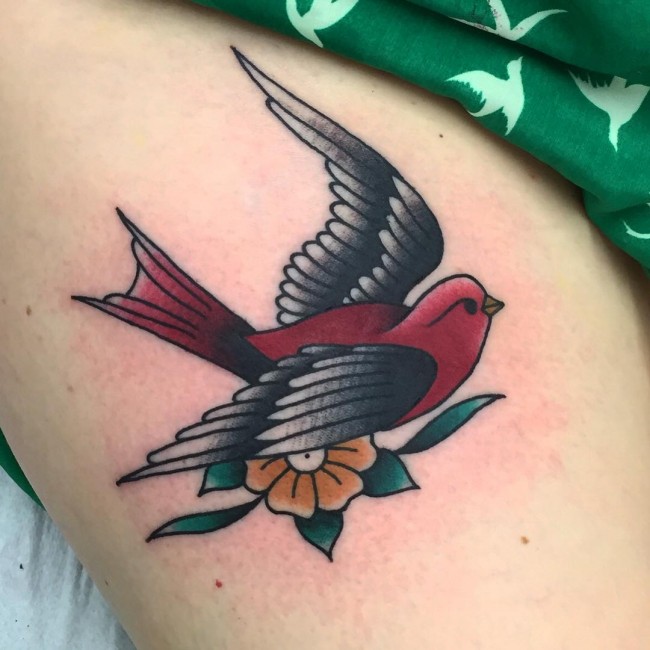 650x650 Best Swallow Bird Tattoo Meaning And Designs - Watercolor Sparrow Tattoo