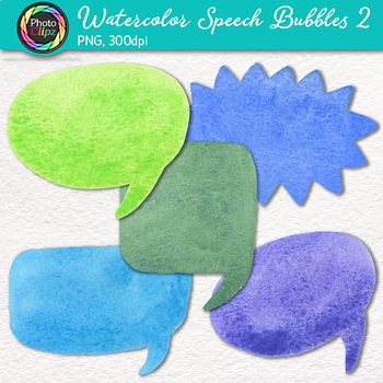 350x350 Watercolor Speech Bubble Clip Art {Hand Painted Rainbow Bubbles - Watercolor Speech Bubble