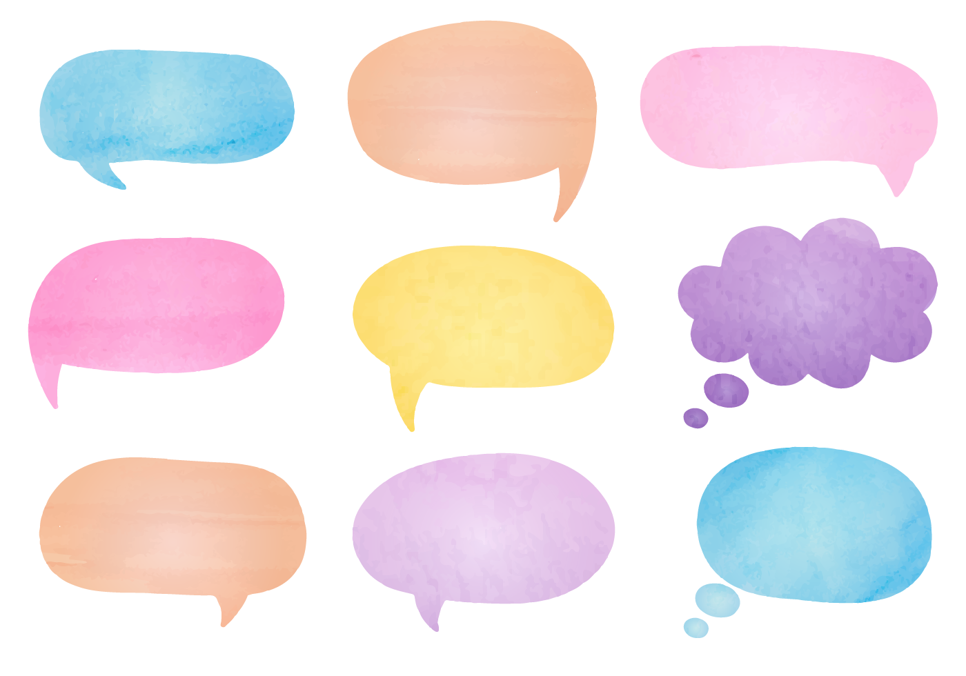 1400x980 Watercolor Speech Bubbles Free Vector Art - Watercolor Speech Bubble