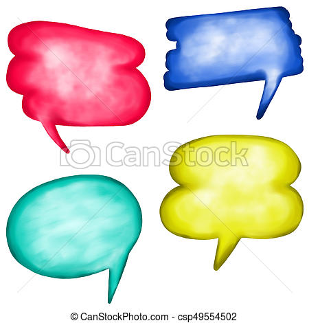 450x470 Watercolor Speech Bubble Set. A Set Of Four Digitally Painted - Watercolor Speech Bubble