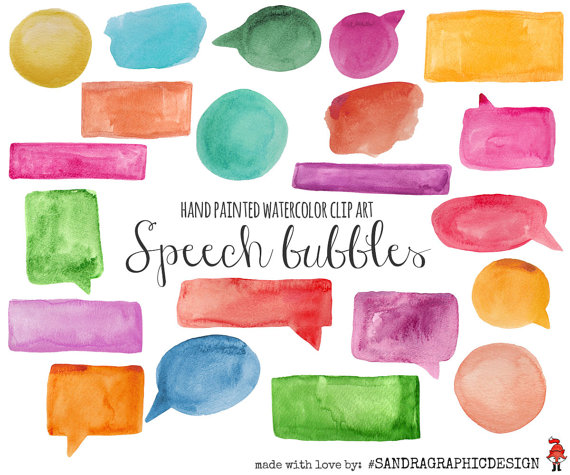 570x475 Dyed Clipart - Watercolor Speech Bubble