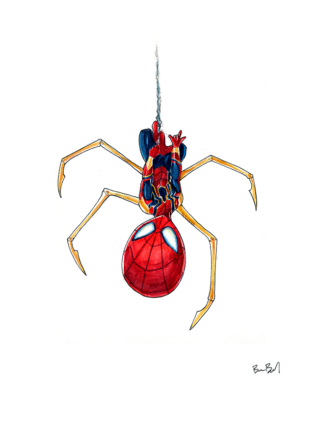 648x864 Iron Spider Fan Art Watercolor Print Ben Byrd Art - Watercolor Spider