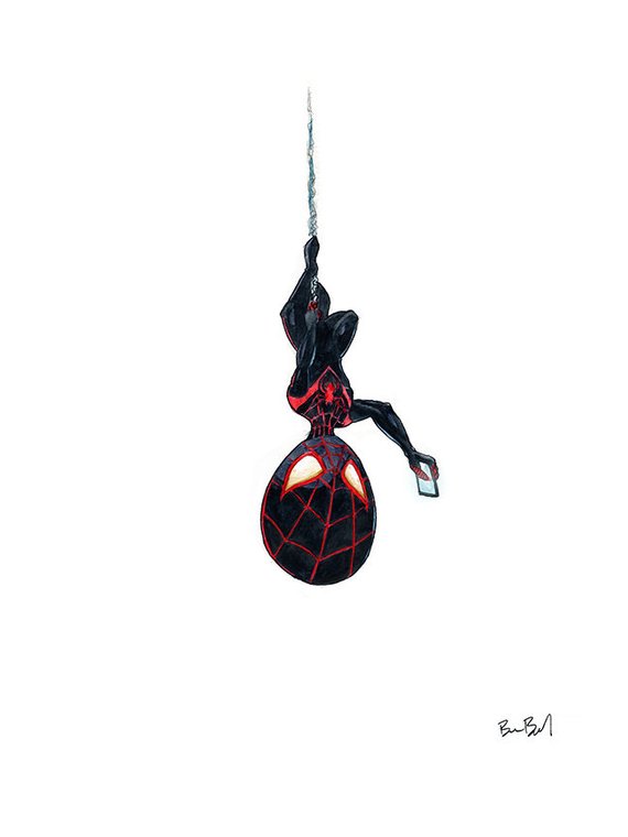 570x760 Miles Morales Spider Man Fan Art Watercolor Print Etsy - Watercolor Spider