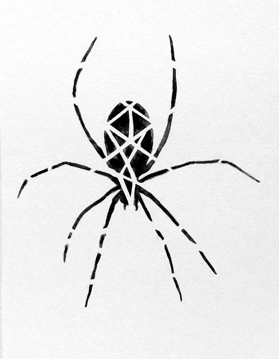 570x735 Original Geometric Black Spider Watercolor Painting By Prettyinc - Watercolor Spider