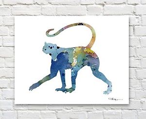300x245 Spider Monkey Abstract Watercolor Painting Art Print By Artist Dj - Watercolor Spider