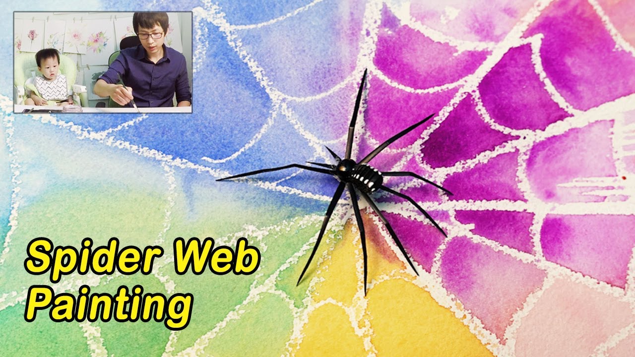 1280x720 Spider Web Art Watercolor Resist Painting Technique For Kids - Watercolor Spider