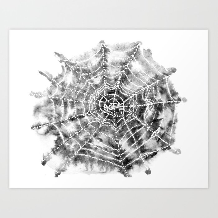700x700 Watercolor Spider Web Halloween Art Art Print By - Watercolor Spider